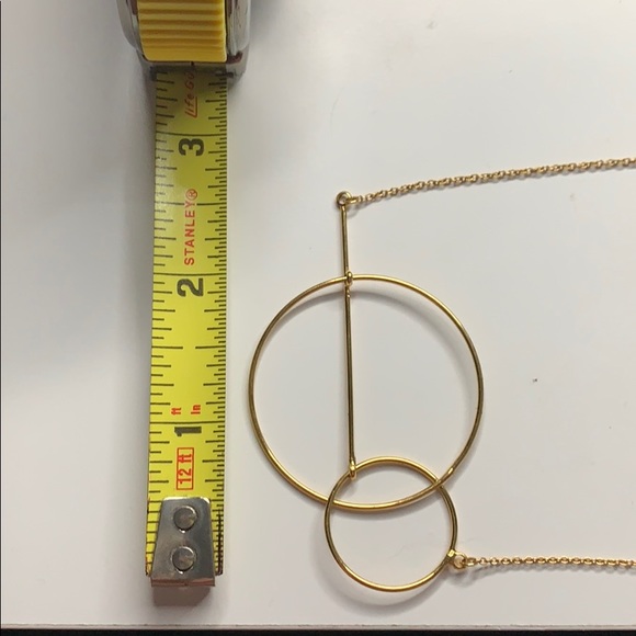 Open Circle Abstract Dainty Goldtone Necklace - Picture 6 of 6